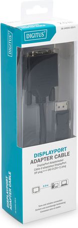 Kabllo Digitus DisplayPort në DVI D, 2m, e zezë