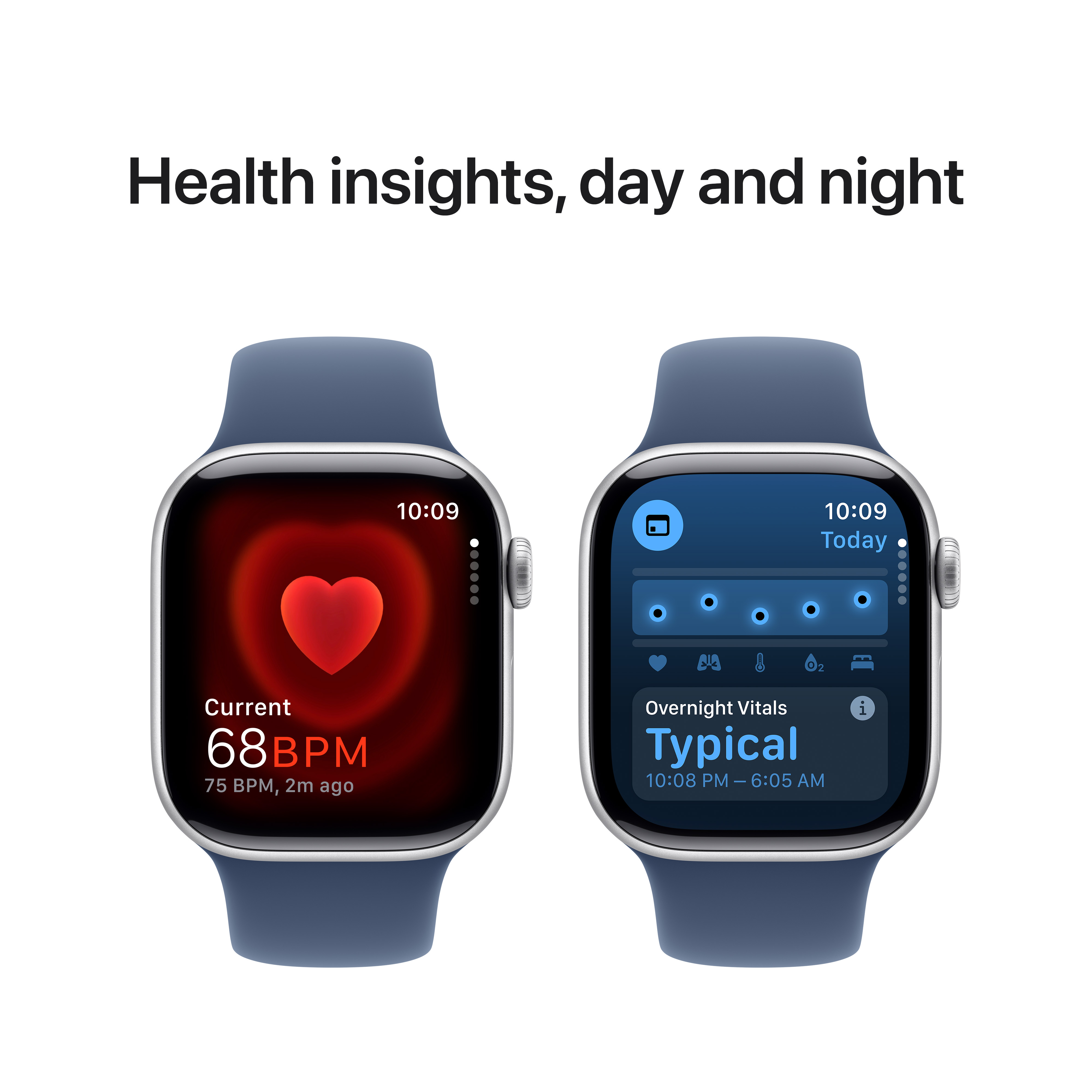 Apple Watch Series 10 GPS, 42mm, Silver Aluminum Case with Denim Sport Band, S/M