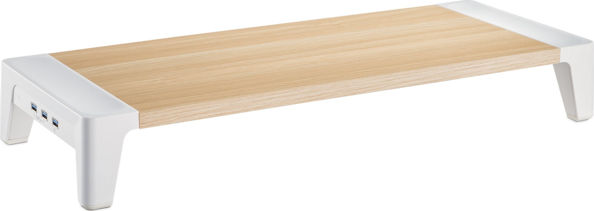 Постамент за монитор InLine Stand Plus, 80mm, 2x USB 3.2 Gen1 и QC3, панел од јавор