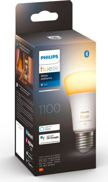 Llambë inteligjente Philips Hue E27 A60 8W, 1100lm, dritë e bardhë e rregullueshme