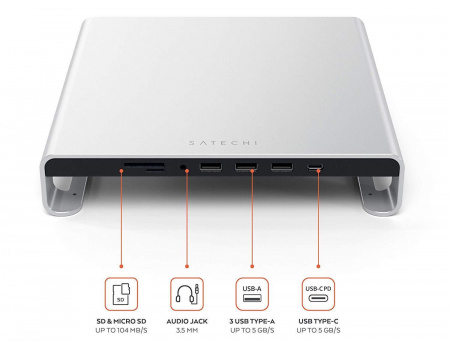 Mbajtëse Satechi Aluminum Hub për iMac, e argjendtë