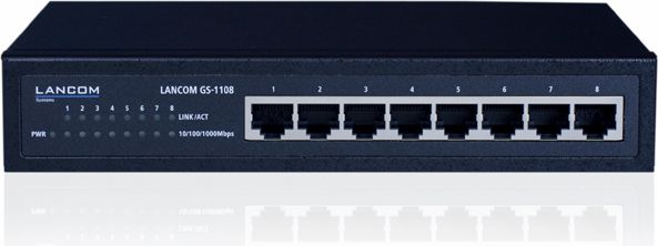 Switch LANCOM GS-1108, 8 porta Gigabit 10/100/1000, pa PoE, i zi