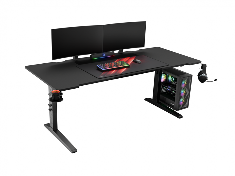 Tavolinë gaming Genesis Holm Modular 180, 180cm, ndriçim RGB, e zezë