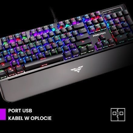 Set tastierë mekanike dhe mausi PREYON Long Claw Brown me Gateron Brown, 104 taste, RGB, me mouse pad Falcon Speed XL, i zi