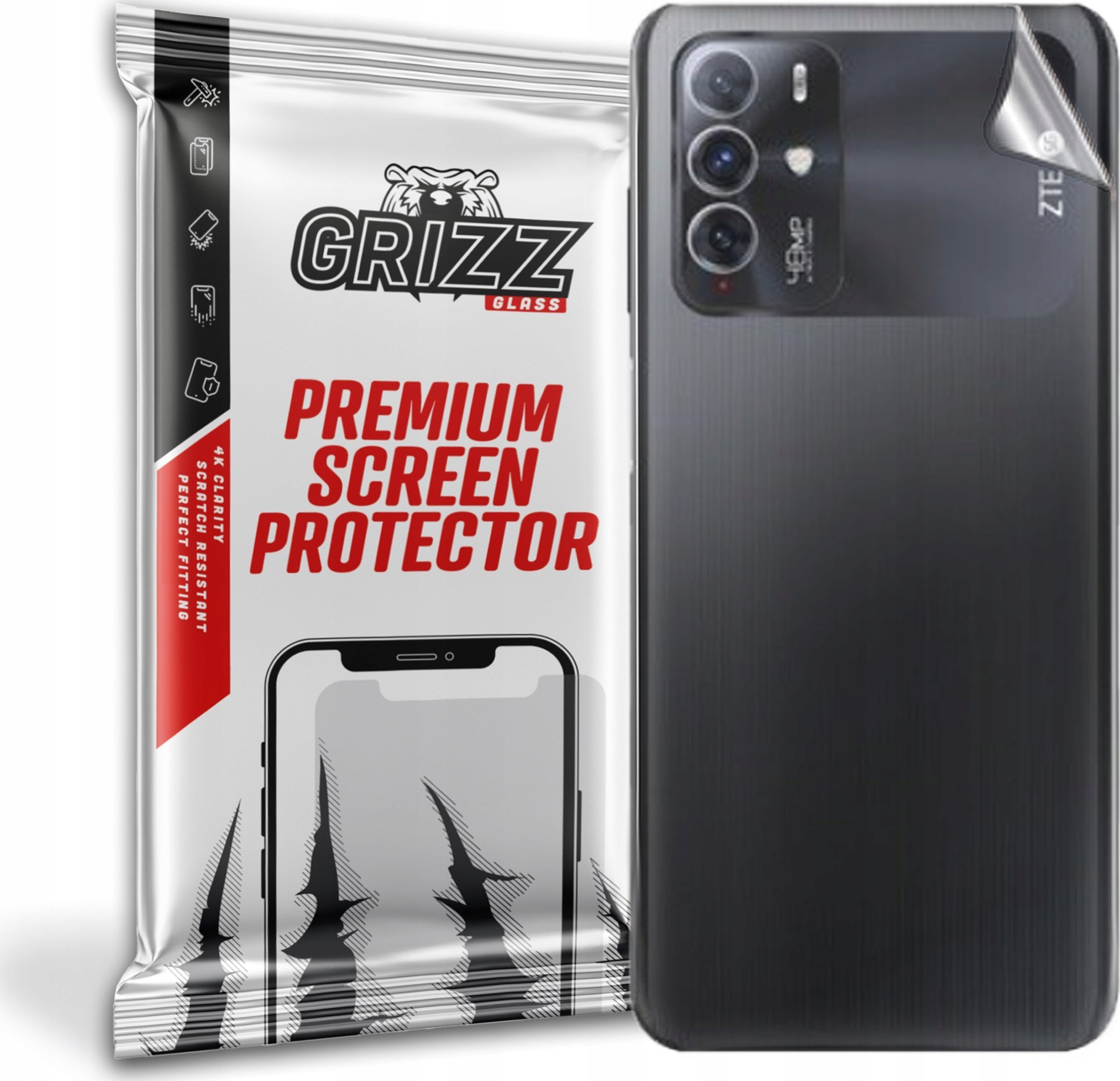Film mbrojtës GrizzGlass SatinSkin për ZTE Voyage 30 Pro, pjesa e pasme, transparent