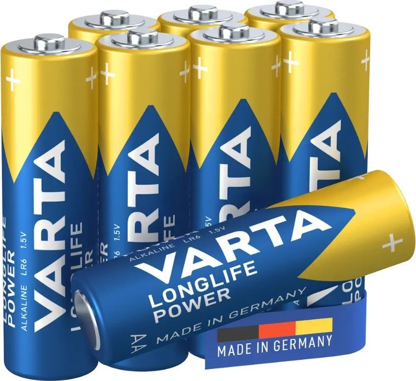 Bateri alkaline Varta Longlife Power AA, 1.5V, paketim 8 copë