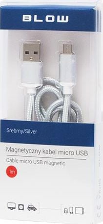 Kabllo USB Blow A në Micro B, 1m, spiral, e bardhë argjendtë