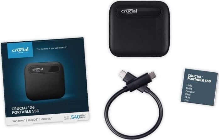 Disk i jashtëm SSD Crucial X6 CT1000X6SSD9, 1TB, i zi