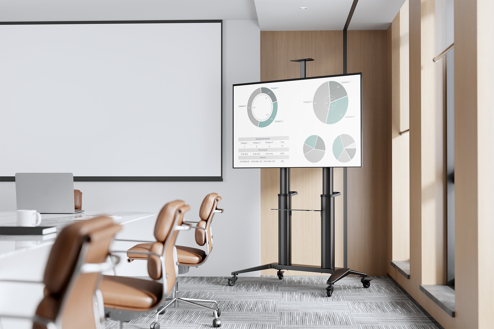 Stendë mobile për TV Digitus Mobile Single Stand, 120", 140kg, e zezë