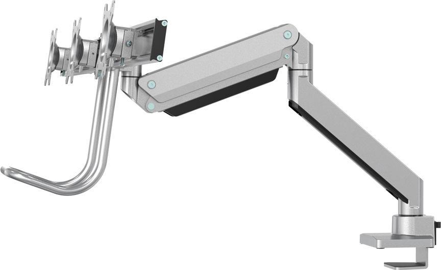 Mbajtës tavoline për 3 monitorë Neomounts NM-D775DX3SILVER, 17"-24", rregullim me gaz, argjendtë