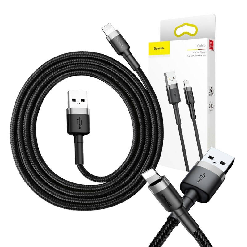 Kabllo USB Baseus Cafule USB A në Lightning, 1 m, 2.4A, i zi