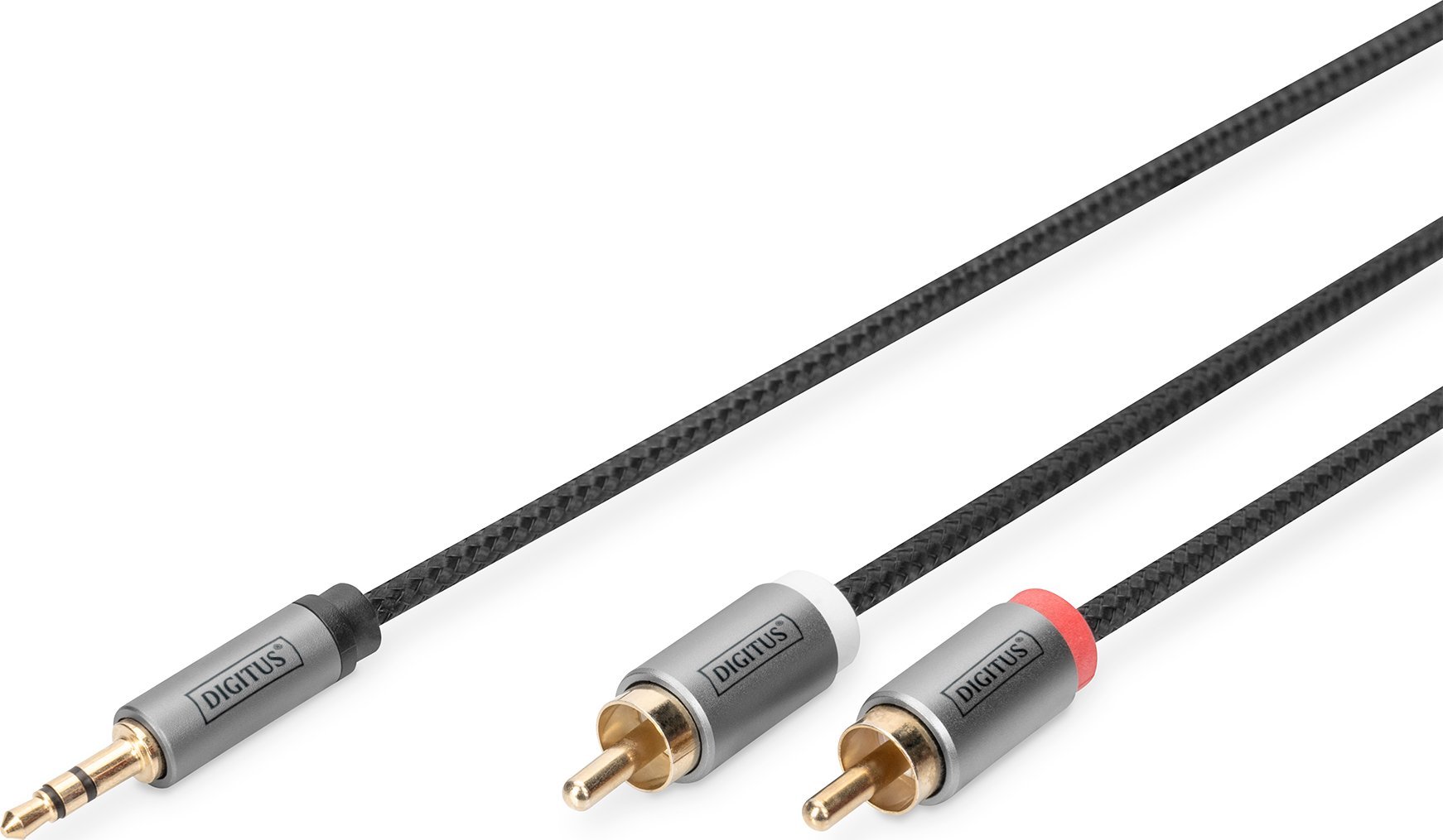 Kabllo audio Digitus Stereo në 2RCA, 1m, e zezë
