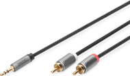 Аудио кабел Дигитус стерео во 2RCA, 1m, црн