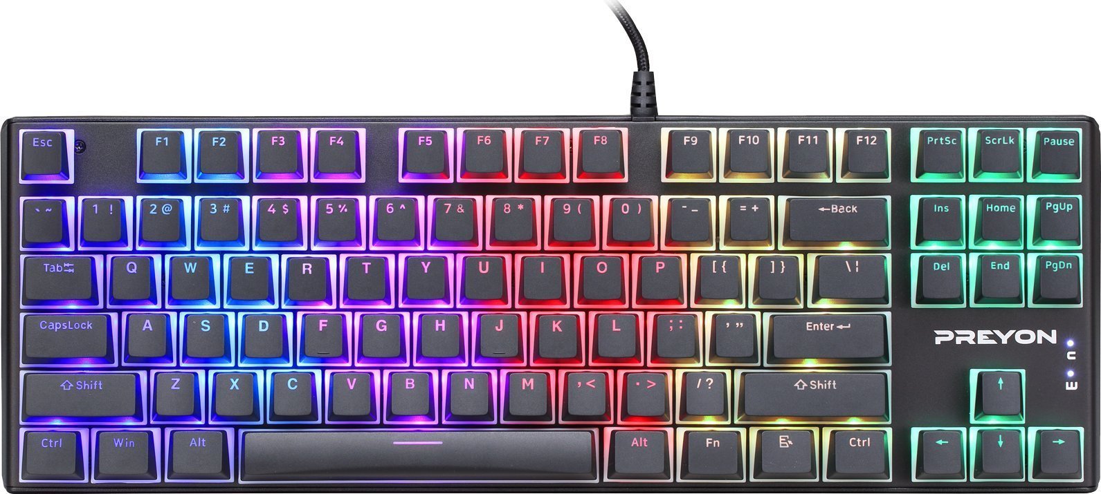 Tastierë gaming Preyon Brown Blitz Claw TKL, mekanike Gateron Brown, RGB, e zezë, me mousepad Preyon Falcon Speed M