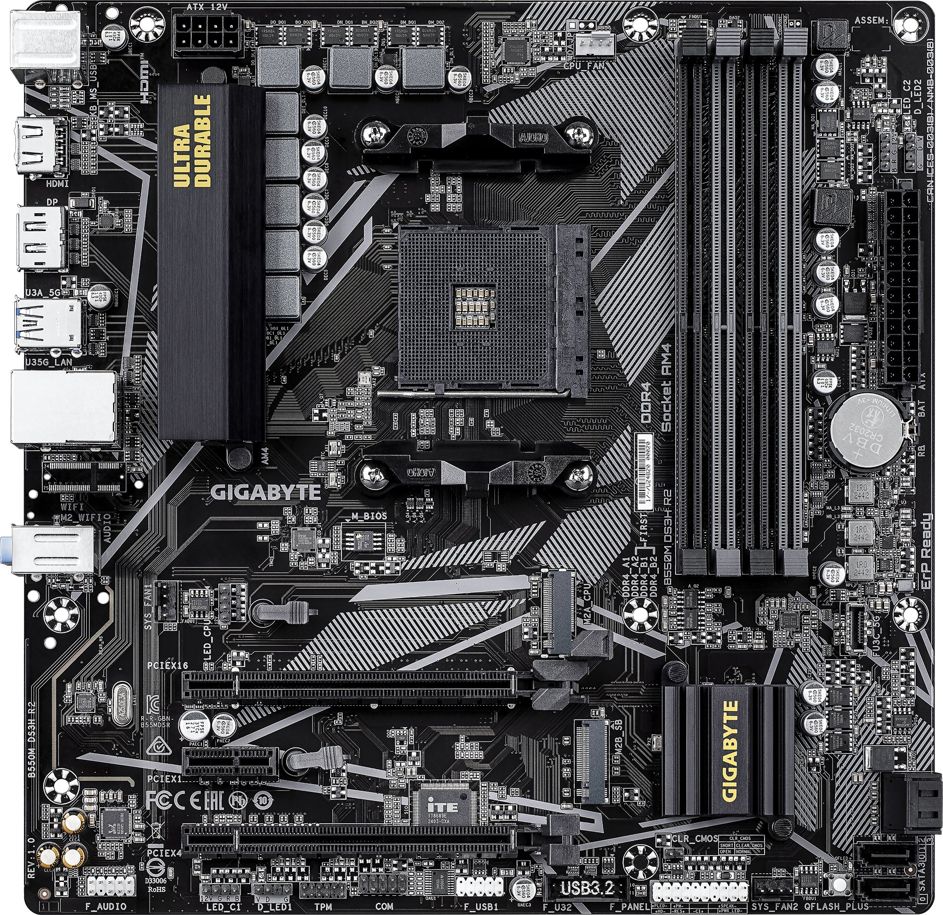 Pllakë amë Gigabyte B550M DS3H R2, AM4, DDR4, Micro ATX