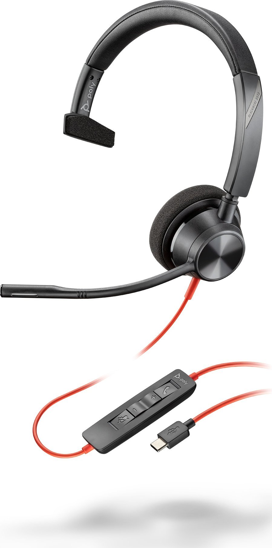 Kufje me kabllo Poly Blackwire 3310, USB, me mikrofon, të zeza