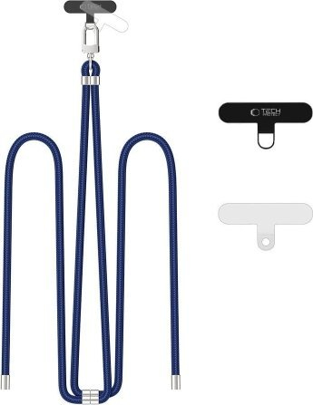 Rrip crossbody për telefon Tech-Protect C7S Rope, i rregullueshëm, navy blue silver