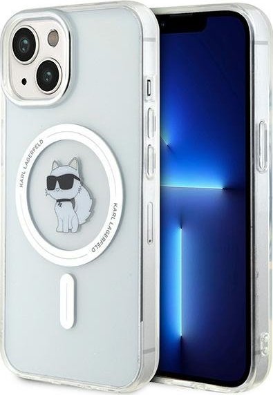 Kapak telefoni Karl Lagerfeld Choupette, për iPhone 15, MagSafe, transparent