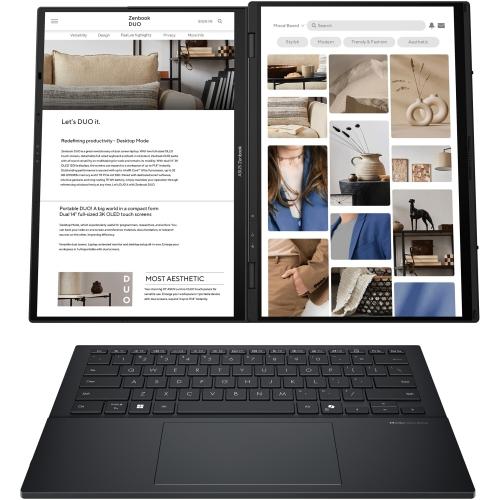 Laptop ASUS Zenbook Duo UX8406CA, Intel Core Ultra 9, 14" OLED 3K, 32GB RAM, 1TB SSD, gri basalt