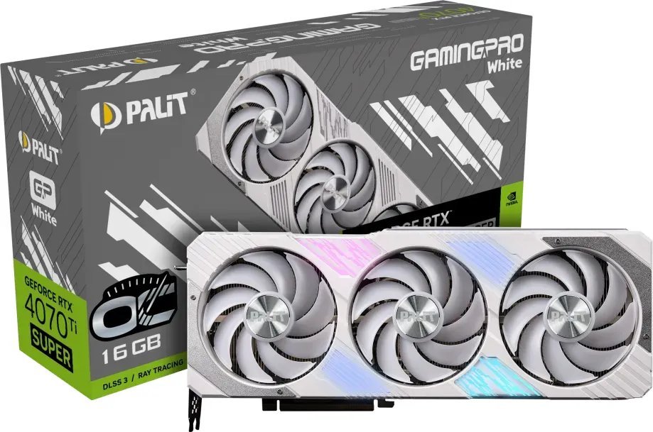 Kartelë grafike Palit GeForce RTX 4070 Ti SUPER GamingPro White OC 16GB GDDR6X