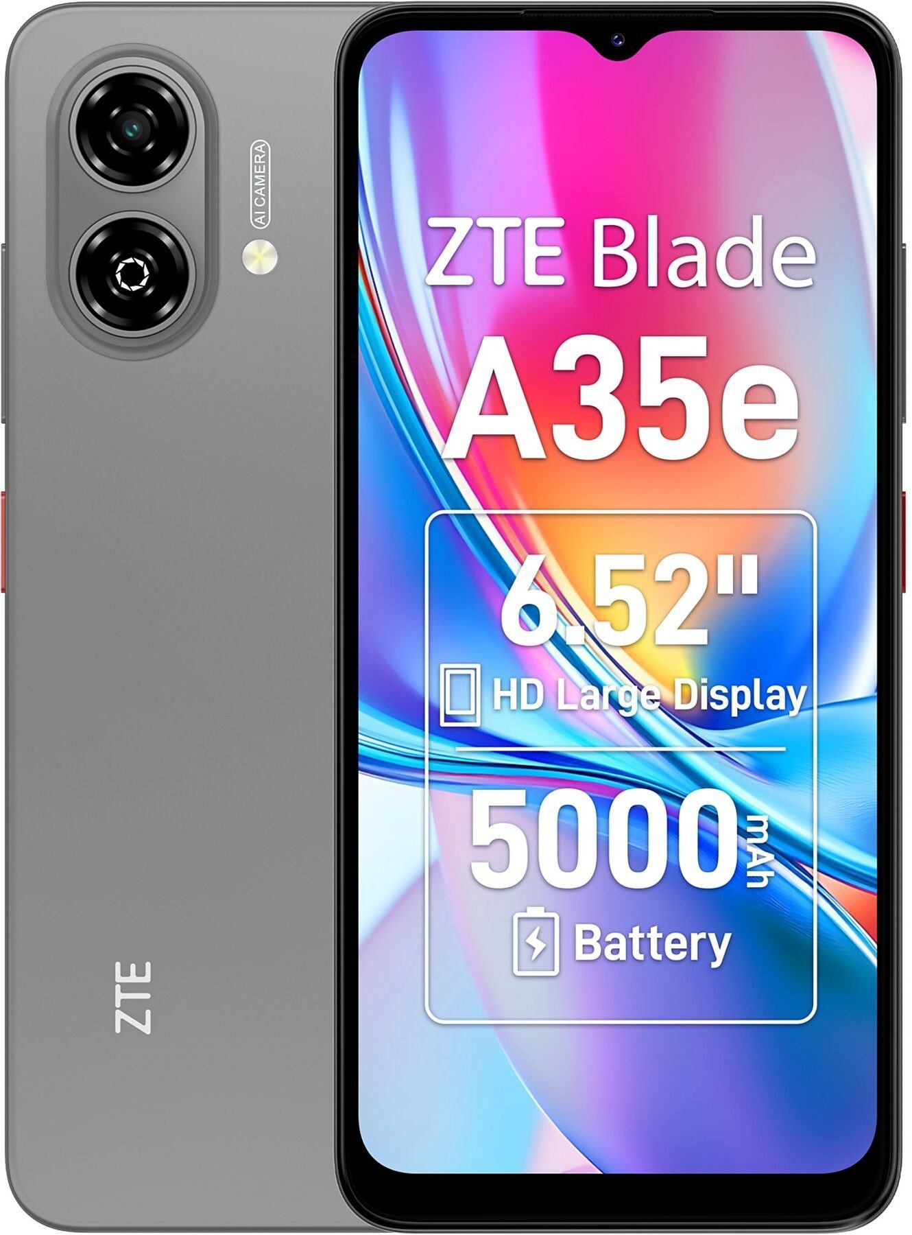 Telefoni ZTE Blade A35e, 32GB, 4G, gri argjendtë
