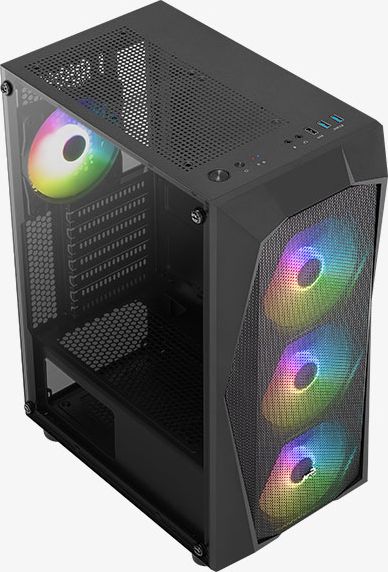 Kase kompjuteri Aerocool Falcon ARGB, mid tower, xham i temperuar, e zezë
