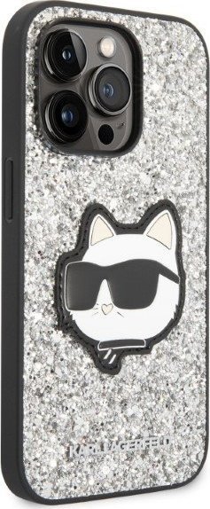 Futrollë për telefon Karl Lagerfeld Glitter Choupette KLHCP14XG2CPS, për iPhone 14 Pro Max 6.7", hardcase, argjendtë me glitter