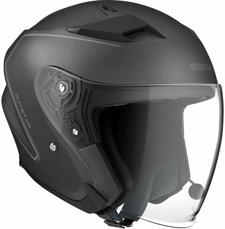 Helmetë motoçiklete Sena Outstar S, open face, Bluetooth, matt e zezë, madhësia M