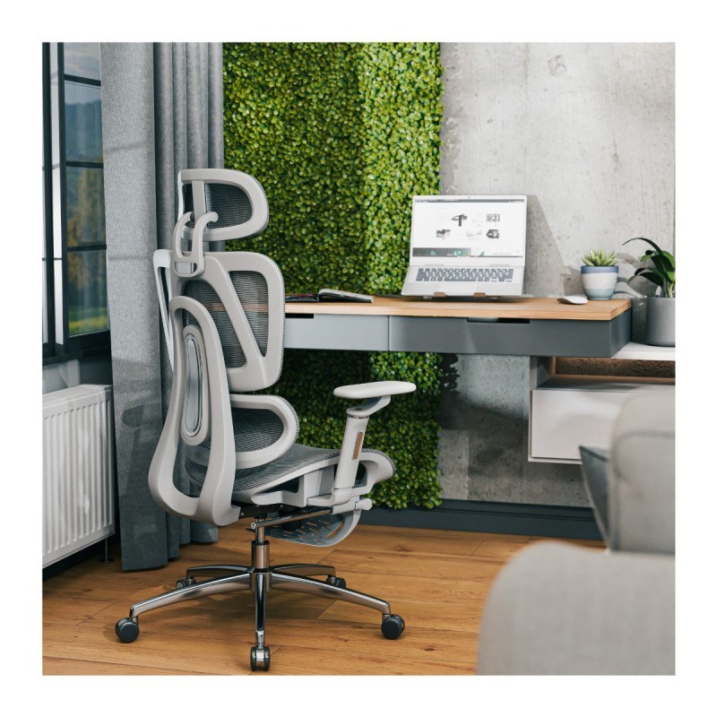 Karrige zyre ergonomike Mark Adler Expert 7.9, me mbajtëse këmbësh, gri