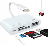 Adapter Lexues karte Zenwire Memory Card Reader, Lightning, SD Micro SD USB 256GB, i bardhë