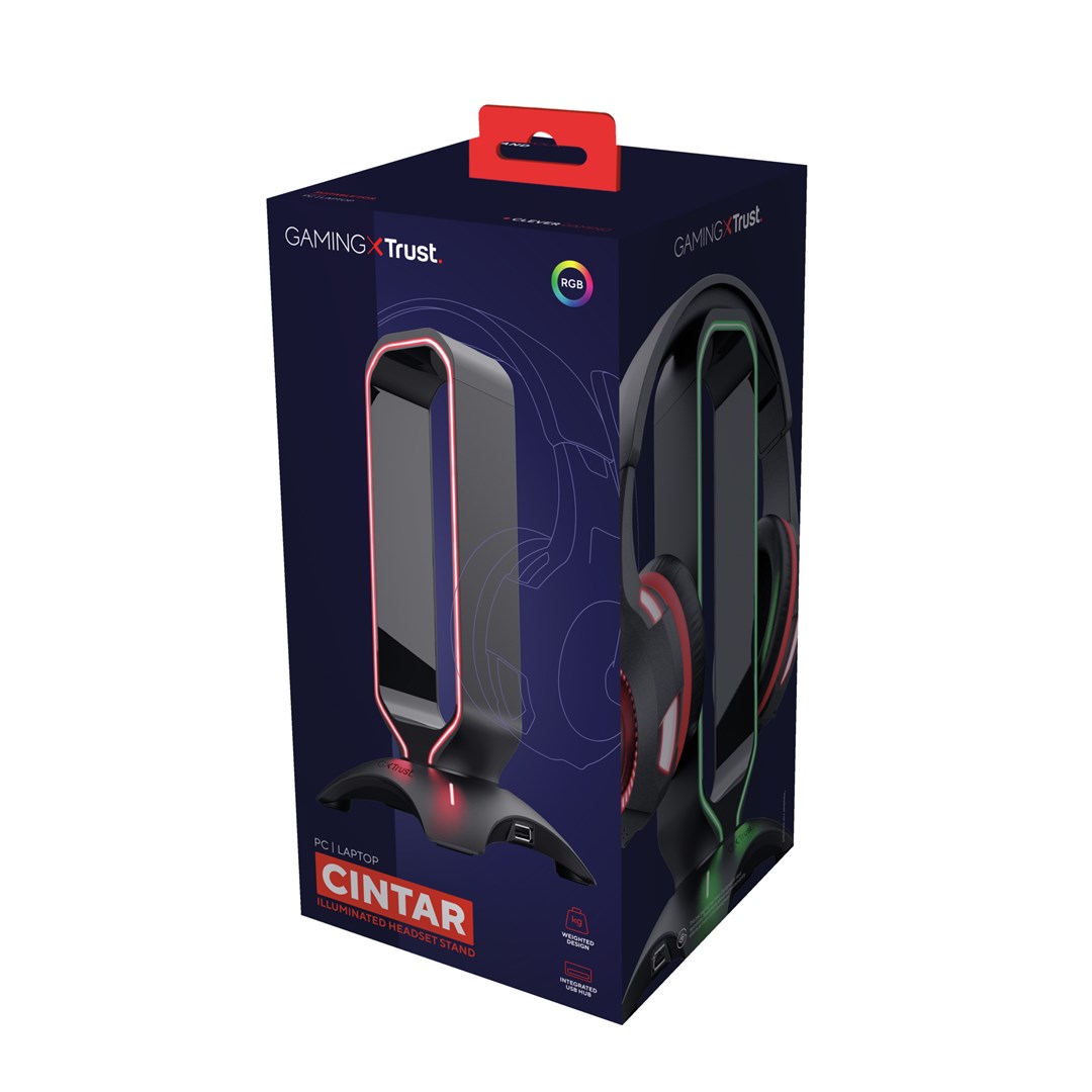 Stendë kufjesh Trust GXT 265 Cintar, RGB, 2x USB, e zezë