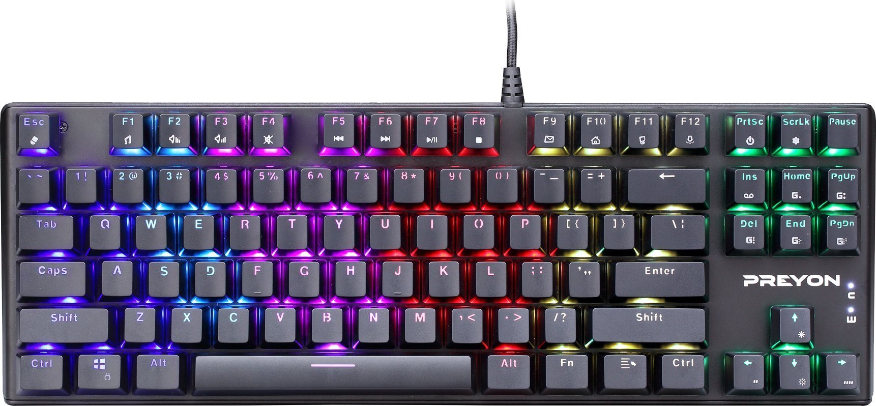 Tastierë gaming Preyon Brown Blitz Claw TKL, mekanike Gateron Brown, RGB, e zezë, me mousepad Preyon Falcon Speed M