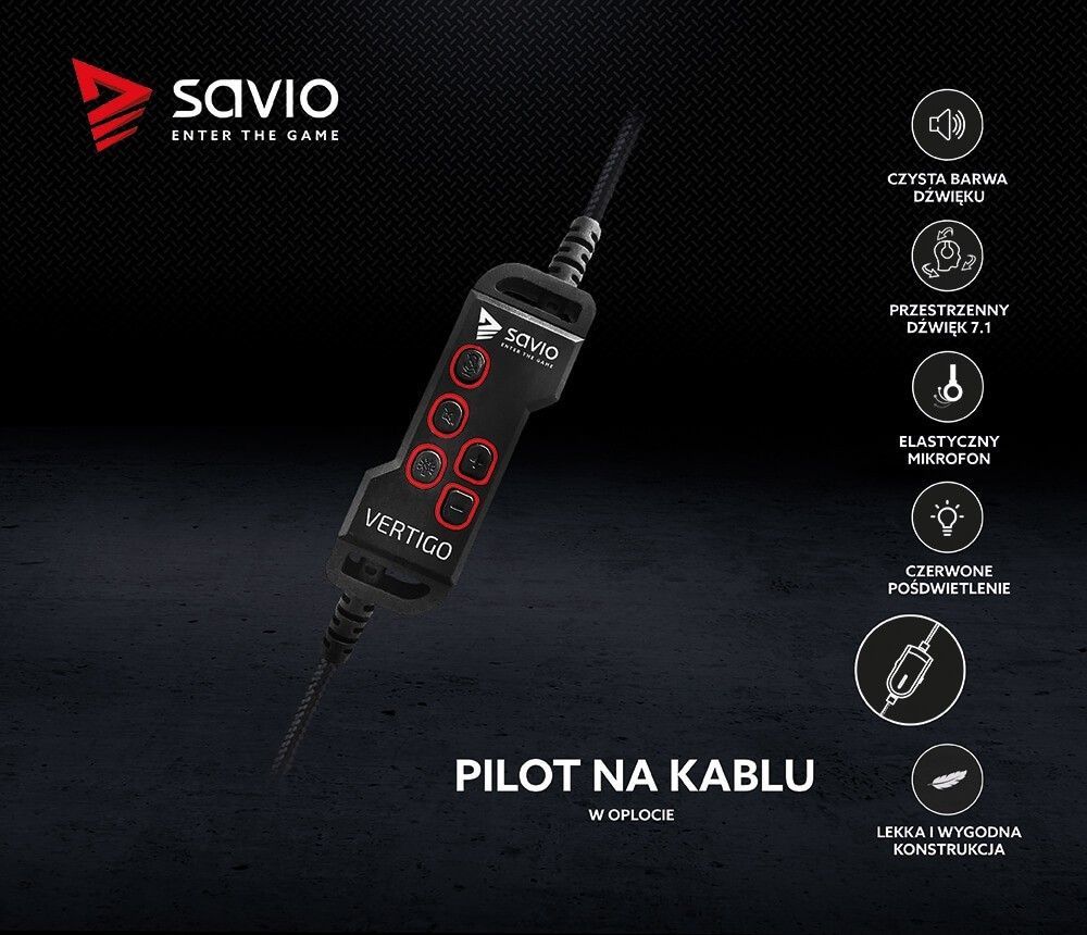 Kufje Savio Vertigo 7.1, të zeza / kuqe 4