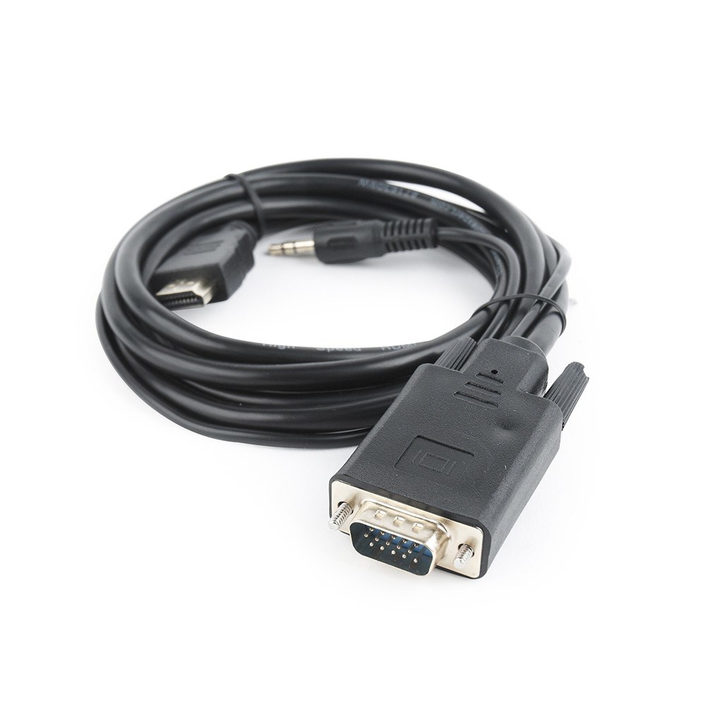 Kabllo Gembird HDMI në VGA me audio, 1.8m, Full HD, i zi
