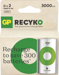 Bateri rikarikueshme GP ReCyko GPRHC30DC002, NiMH D, 3000mAh, paketim 2 copë