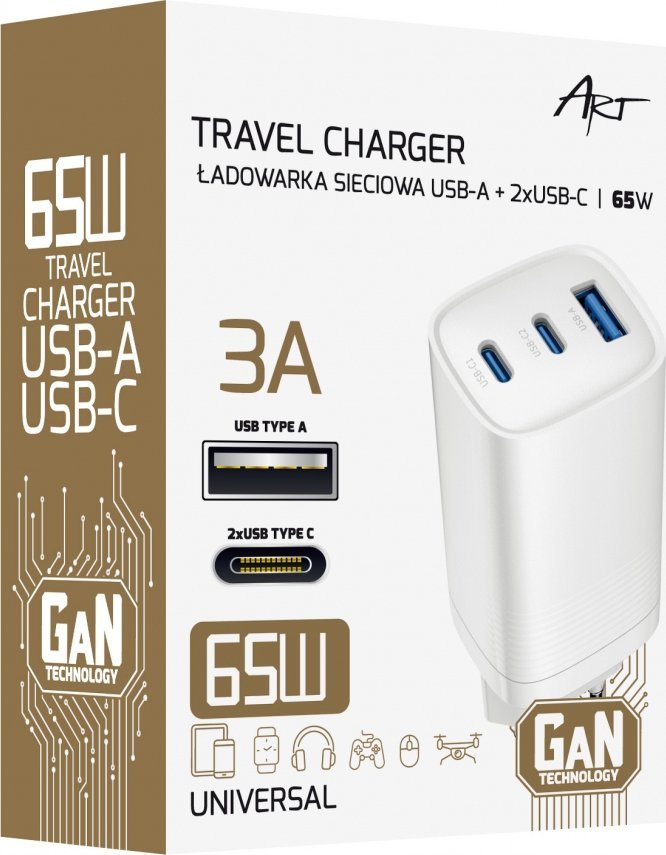 Karikues muri Art Charger, 230V, GaN, i bardhë