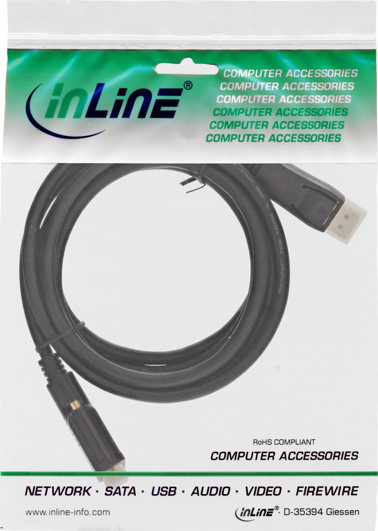 Kabllo InLine DisplayPort në DVI D, 3m, Full HD, e zezë
