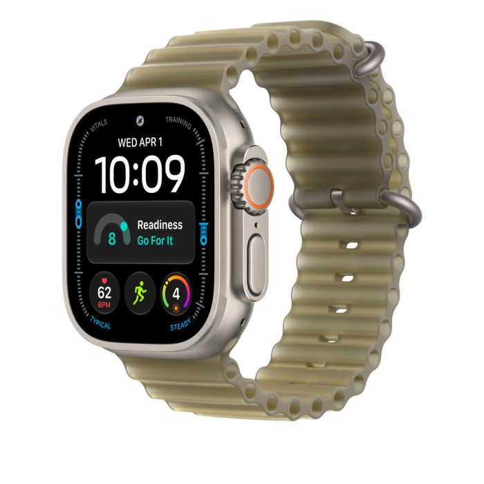 Apple Watch 49mm Translucent Kelp Ocean Band, Natural Titanium Finish