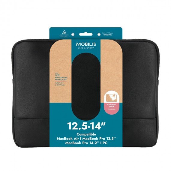 Mbulesë laptopi Mobilis Origine 2, 14", efekt lëkure, e zezë