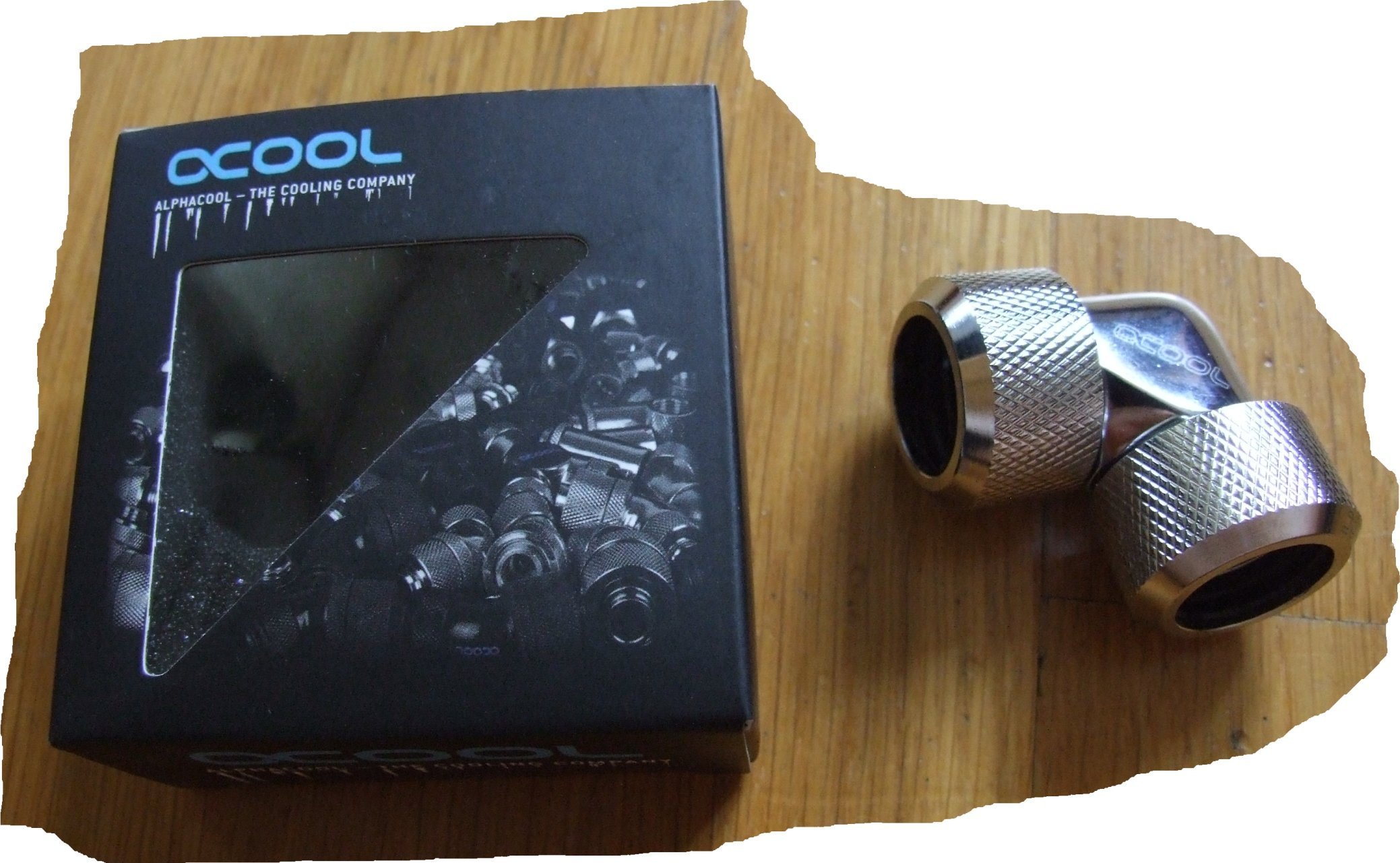 Lidhës kompresimi për tuba të fortë Alphacool Eiszapfen 90°, 16mm, krom