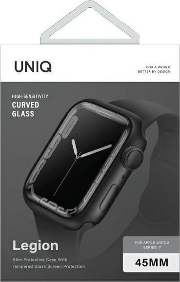 Mbrojtëse ekrani UNIQ Legion për Apple Watch 45mm Series 7, xham i temperuar, e zezë