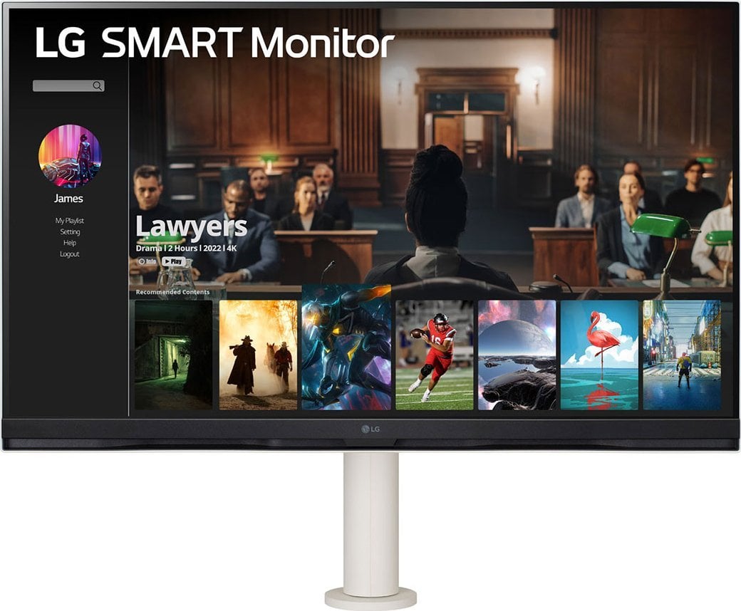 Monitor LG Smart 32SQ780S-W Ergo, 32'', 65Hz, Class G, 3840 x 2160 (UHD 4K), VA, i bardhë