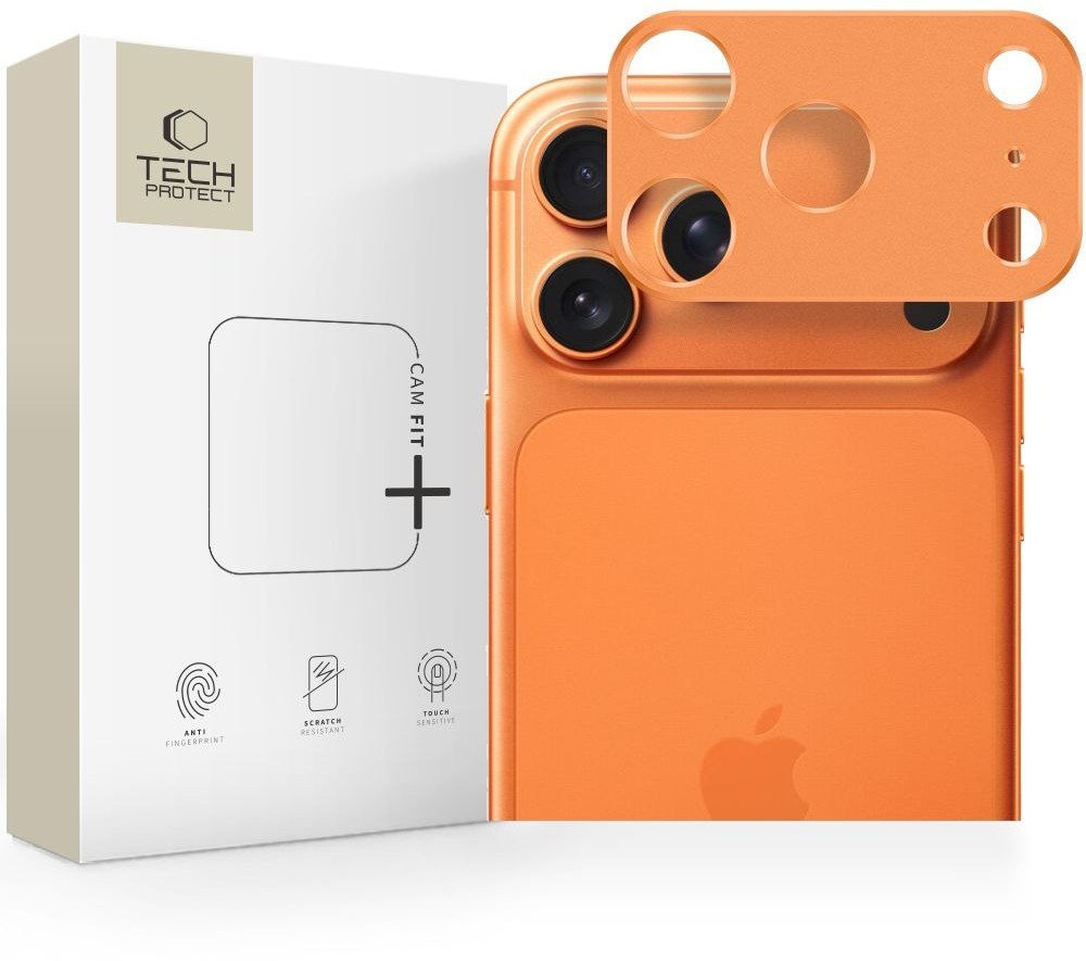 Mbrojtës kamerë Tech-Protect Camalloy Fit+ iPhone 17 Pro Max, aliazh alumini, Cosmic Orange