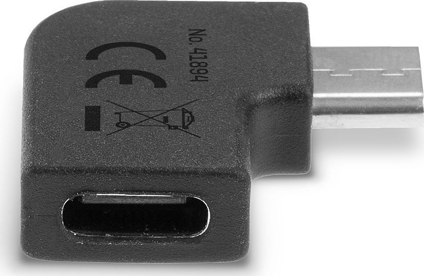 Adapter USB Lindy USB 3.2 Type C 90°, lidhës C në C, i zi