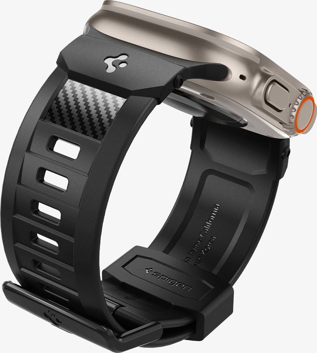 Rrip ore inteligjente Spigen Rugged Ultra Band, për Apple Watch 49mm 45mm 44mm 42mm, i zi mat