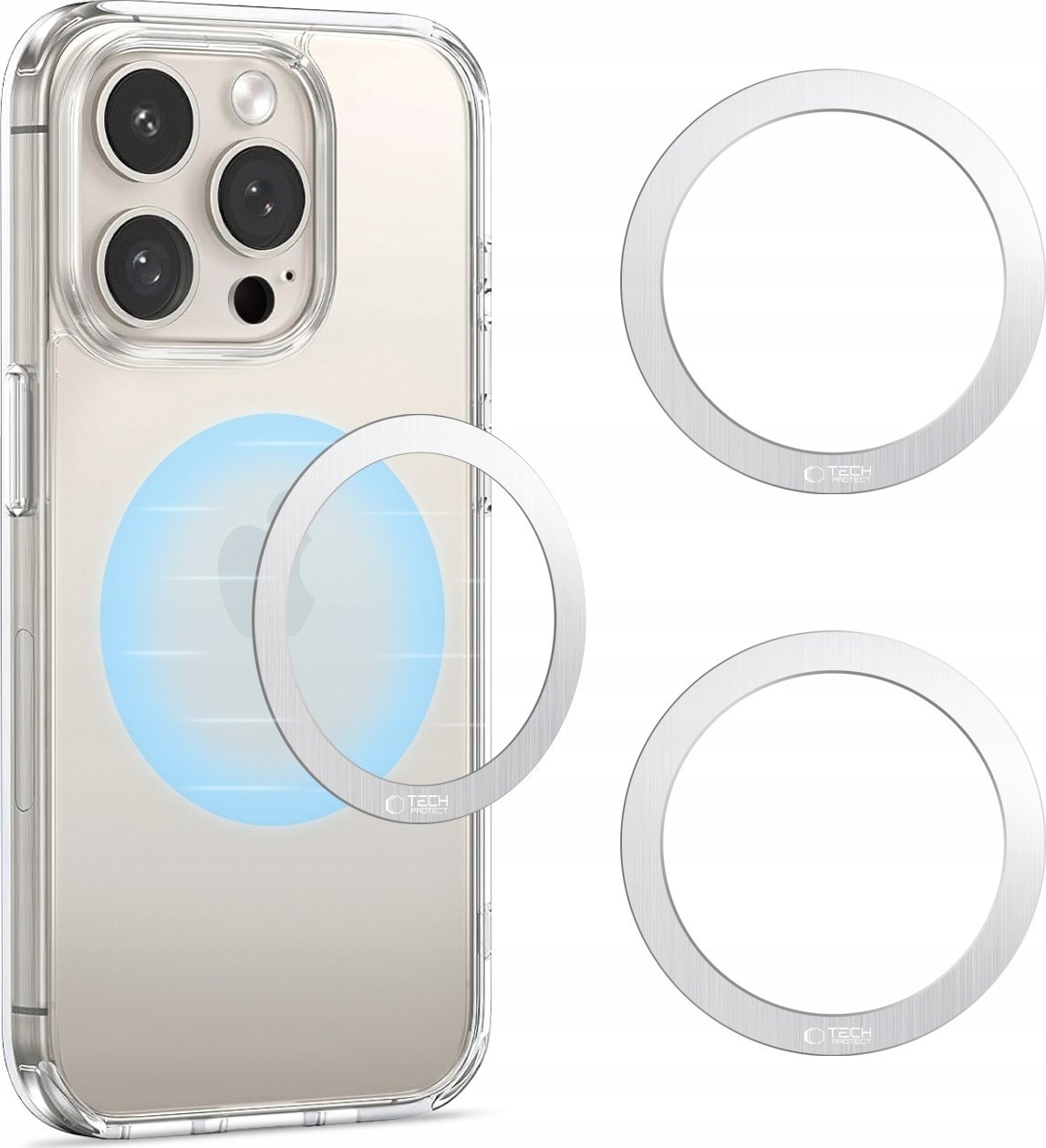 Pllakë magnetike Tech-Protect MMP-110 2in1 MagSafe, ngjitës i fortë, argjendtë