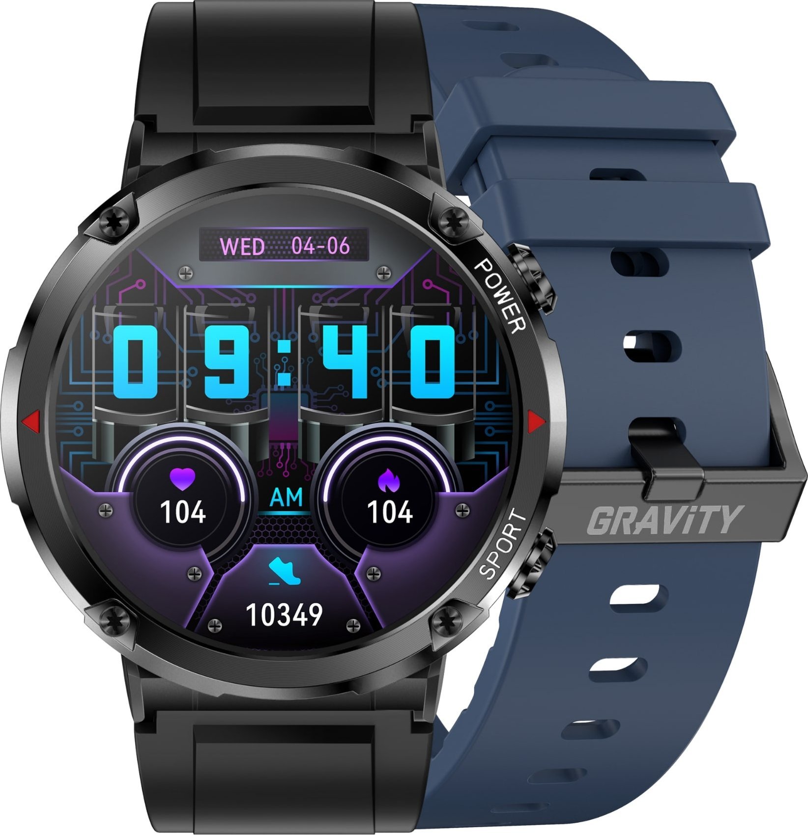 Smartwatch Gravity GT21 5, ekran 1.6", Bluetooth 5.0, blu navy