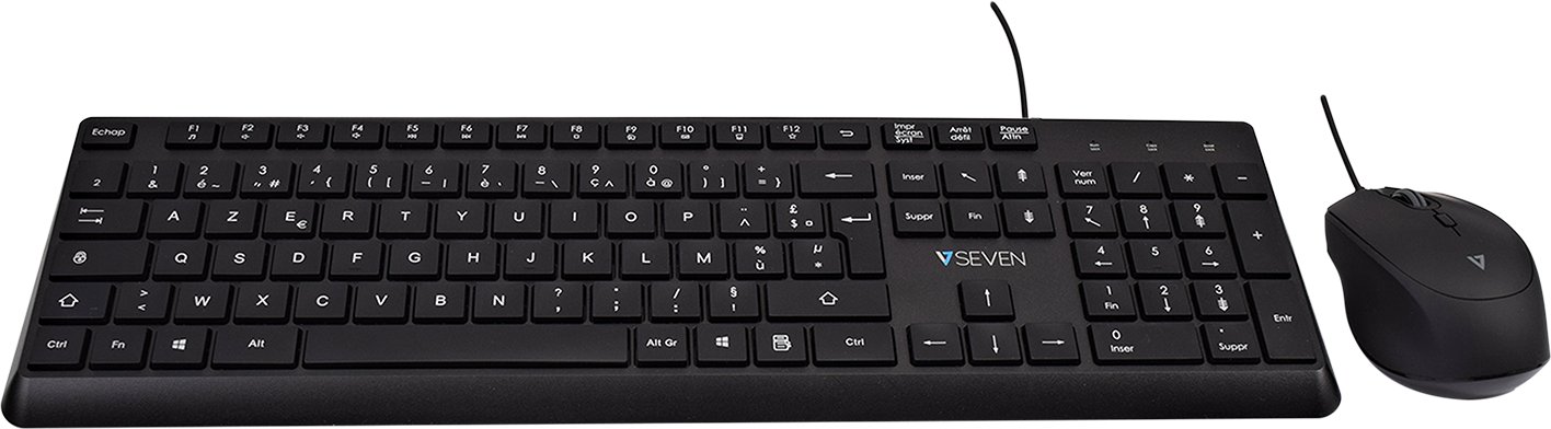 Set tastierë dhe maus V7 CKU350ES, USB, Spanish QWERTY, i zi