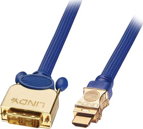 Kabllo HDMI në DVI-D Lindy, 0.5m, Full HD, blu