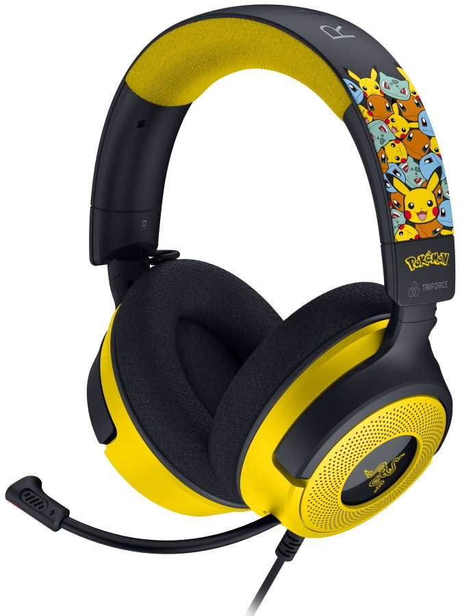 Gejминг слушалки Razer Kraken V4 X Pokémon Edition, 40 mm, 7.1 Surround, жолти